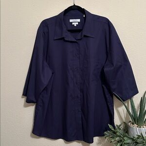 Foxcroft for Appleseed’s Navy Casual Button Down Shirt